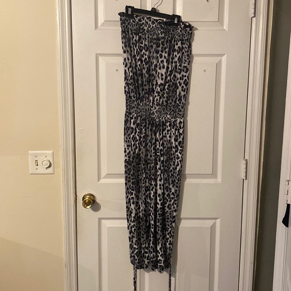 Drama Gold Pants - Animal print strapless jumpsuit